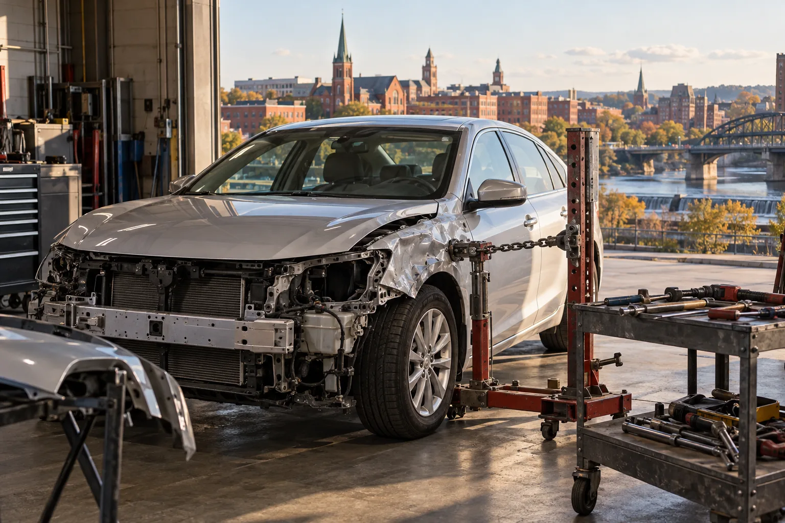 Collision Repair being performed at J Smitty Autobody Collision repair of Schenectady in Schenectady, NY